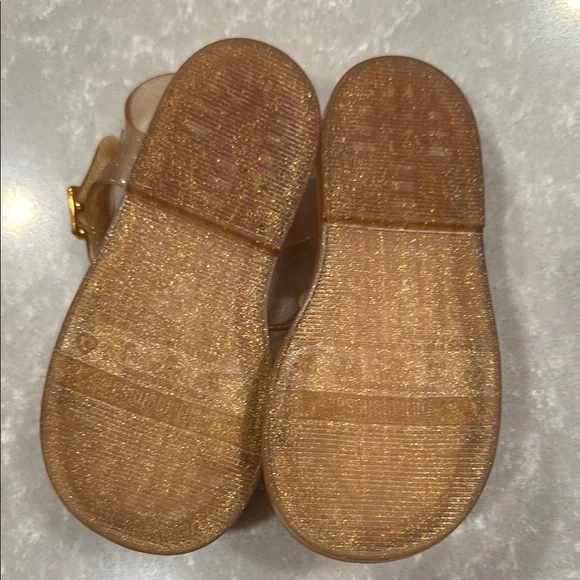 Mini Melissa Tan Cream Glitter Jelly Sandals with Bow - Picture 6 of 6